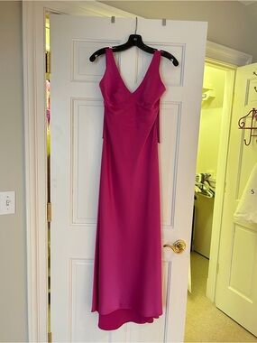 BCBGMaxAzria Fuchsia V-Neck Halter Dress